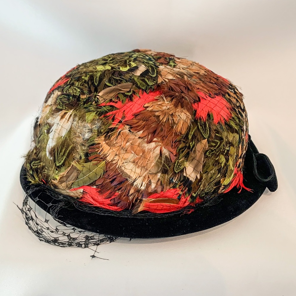 Vintage Feathered Bowler Hat